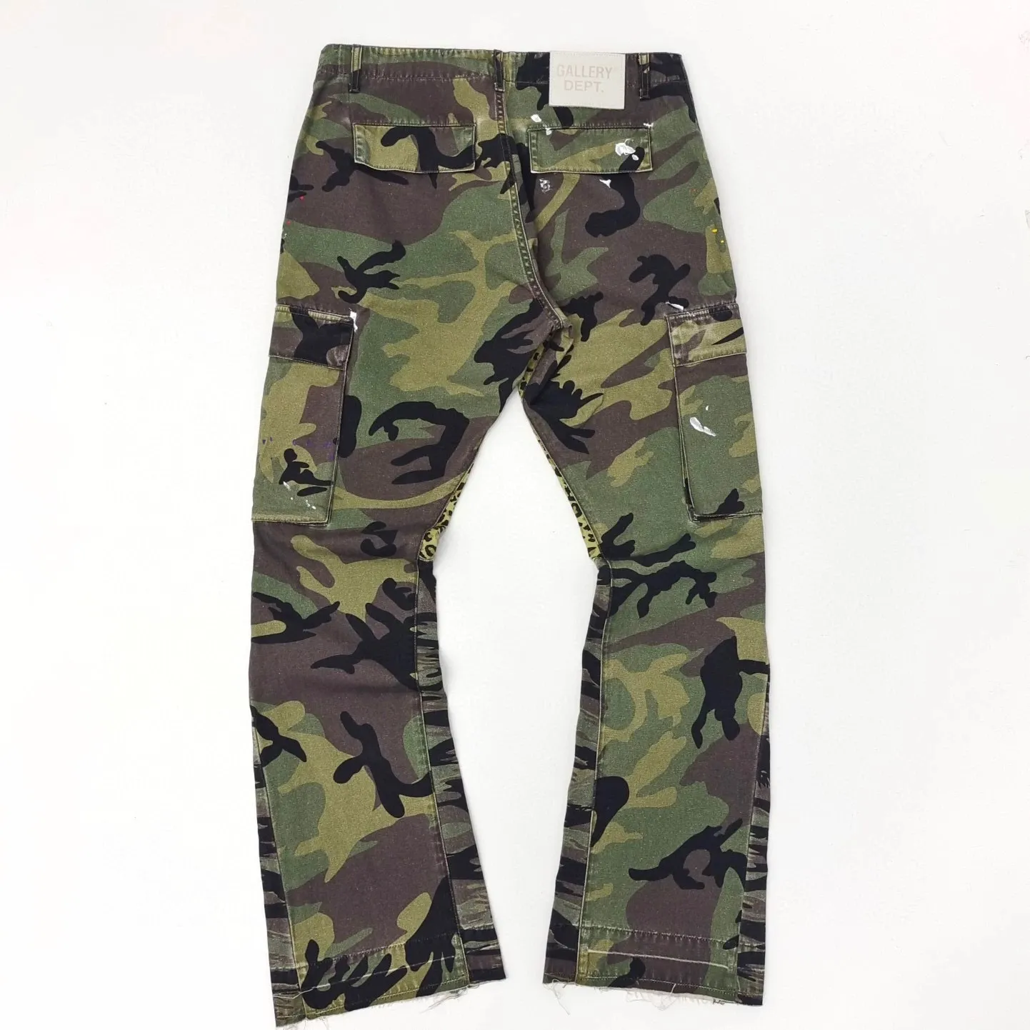 P250💰GA1 top version GALLERY DEPT. Camouflage splicing jeans micro-flared overalls Size: 28 30 32 34 36 (corresponding to S M L XL XXL)